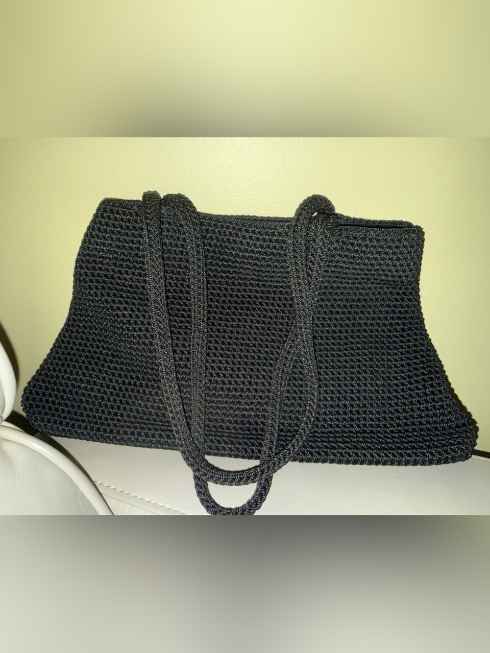 Black Crochet Shoulder Bag - Women's Tote